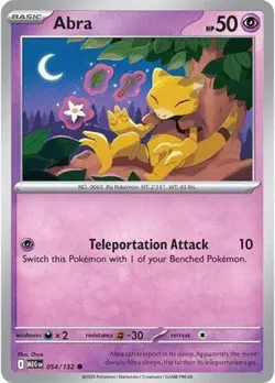 1x Abra (#054/132) - Reverse Holofoil NM Eng Pokemon - ME01: Mega Evolution - Image 1