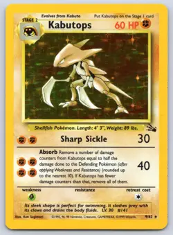 Kabutops 9/62 Fossil Holo Pokemon LP - Image 1