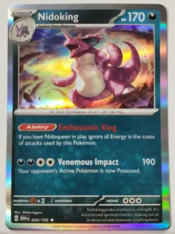 HOLO Nidoking 034/165 NM / M 151 Scarlet Violet Pokemon Card - Shiburingaru Art - Image 1