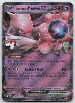 Team Rocket's Mewtwo ex Holo Double Rare Prize Pack Series Cards 081/182 NM - Image 1