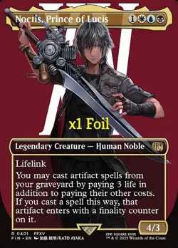 MTG Foil Borderless UB: Final Fantasy FIN Noctis, Pince of Lucis MINT - Image 1