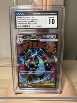 CGC 10 Pokemon 2025 Japanese Mega Charizard X ex 223/193 Mega Dream ex Holo - Image 1