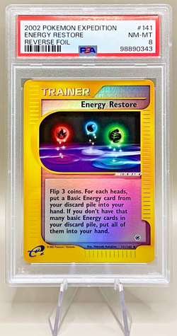 Pokemon Energy Restore #141/165 Reverse Holo - 2002 Expedition Base Set - PSA 8! - Image 1