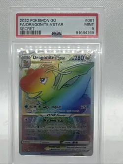 Pokemon Go 2022 Secret #081 Dragonite VSTAR FA PSA 9 Mint - Image 1