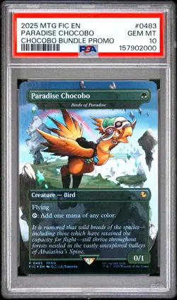 2025 MTG FINAL FANTASY COMMANDER CHOCOBO BUNDLE PROMO PARADISE CHOCOBO PSA 10 - Image 1