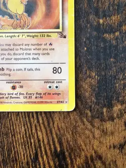 WotC Pokemon TCG Fossil Moltres 27/62 Rare Unlimited Non Holo Damaged - Image 5