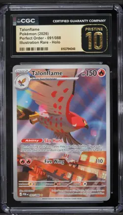 Pokemon TCG Talonflame 091 ILLUSTRATION ME Perfect Order CGC Pristine 10 - Image 1