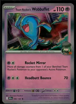 Team Rocket's Wobbuffet Destined Rivals NM Pokemon TCG Holo - Image 1