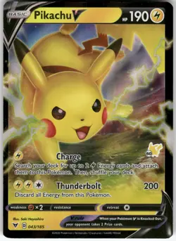 Pikachu V 043/185 Holo V Rare Vivid Voltage Pokemon Near Mint - Image 1