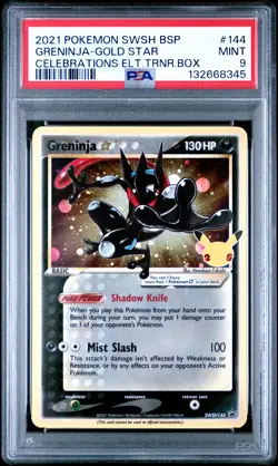 2021 POKEMON SWSH BLACK STAR PROMO #144 GRENINJA-GOLD STAR PSA 9 - Image 1