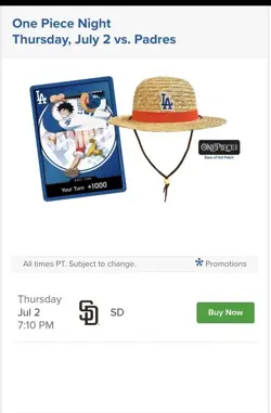 Los Angeles Dodgers One Piece Promo Card 2026 - PREORDER (7/2) Rare (only card) - Image 3