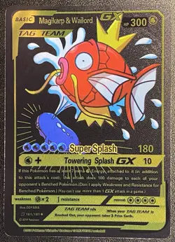 Pokemon Black Foil Fan Art Magikarp & Wailord GX TAG TEAM 161/181 Display Card - Image 1