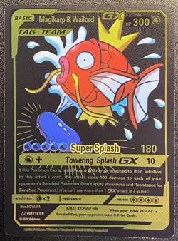 Pokemon Black Foil Fan Art Magikarp & Wailord GX TAG TEAM 161/181 Display Card - Image 2