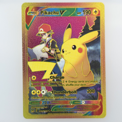 Pokemon Pikachu V 190hp Rainbow Foil Fan Art Collector Card TCG - Image 1