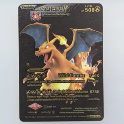 Pokemon Charizard V 508hp Black Vinyl Gold Foil Fan Art Collector Card TCG - Image 1