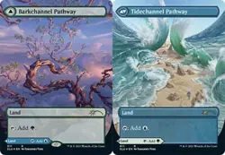 mtg magic Barkchannel Tidechannel Pathway FOIL extended borderless ENGLISH - Image 1