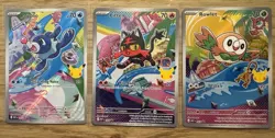 Pokemon First Partner Illustration Series 1 Alola Trio Popplio Litten Rowlet NM - Image 1
