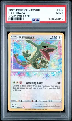 PSA 9 Pokemon TCG 2020 Pokemon Sword & Shield Vivid Voltage #138 Rayquaza MINT - Image 1