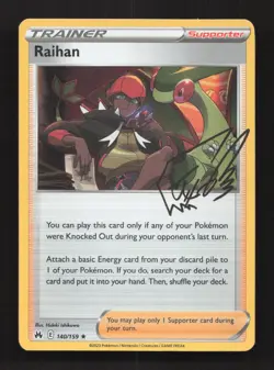 Raihan 140/159 Holo Rare Crown Zenith Pokemon Holo Near Mint - Image 1