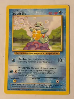 Pokemon TCG 1999 WOTC 63/102 Squirtle HP .T72 - Image 1