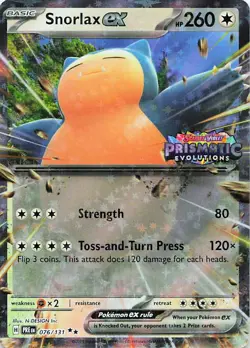 Snorlax ex 076/131 Holo Double Rare Prismatic Evolutions Pokemon Holo Near Mint - Image 1