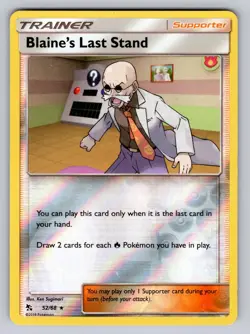 Blaine's Last Stand 52/68 Rare Hidden Fates Pokemon Reverse Holo MP - Image 1