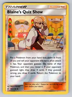 Blaine's Quiz Show 186/236 Uncommon Unified Minds Pokemon Reverse Holo MP - Image 1
