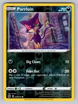 Purrloin 039/073 Common Champion's Path Pokemon Reverse Holo Moderately Played - Image 1