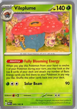 Vileplume 045/165 Rare 151 Pokemon Lightly Played - Image 1