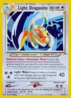 Light Dragonite - 14/105 - Holo Rare - Unlimited Edition DMG, English Pokemon Ne - Image 1