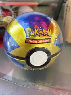 Pokemon TCG blue/gold E22 Pokeball Tin / 3 Booster Packs & Coin - Image 1