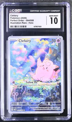 Clefairy 094/088 Illustration Rare Holo Perfect Order Pokemon CGC 10 Gem Mint - Image 1
