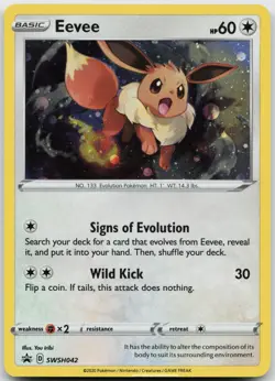 Eevee SWSH042 Holo Promo Sword & Shield Promo Pokemon Holo Damaged (bottom lift) - Image 1