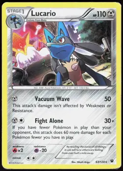 Lucario 63 Fates Collide - Holo Pokemon MP (Rare) - Image 1