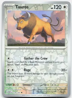 Tauros 128/165 Uncommon 151 Pokemon Reverse Holo Near Mint - Image 1