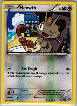 Meowth 61/98 Reverse Holo XY - Ancient Origins - Pokemon Card - NM - Image 1