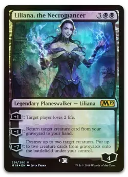 Liliana, the Necromancer #291 (Foil) (NM) Core Set 2019 M19 Magic MTG - Image 1