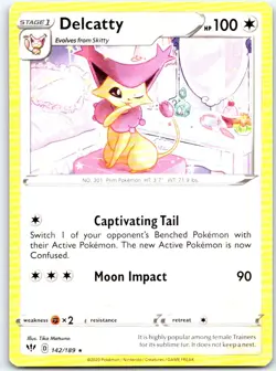 Delcatty 142/189 Normal Rare Darkness Ablaze Pokemon NM - Image 1