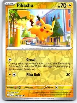 Pikachu 018/091 Common Paldean Fates Pokemon Reverse Holo NM - Image 1