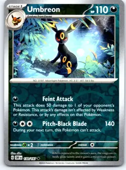 Umbreon 130/197 Uncommon Obsidian Flames Pokemon Reverse Holo NM - Image 1
