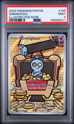 2023 Pokemon Paradox Rift Illustration Rare English Gimmighoul 198/182 PSA 9 - Image 1
