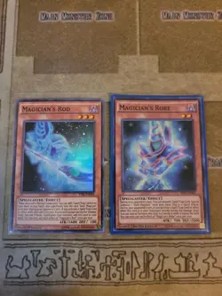YUGIOH MAGICIANS ROD TDIL SUPER 1ST + MAGICIANS ROBE SHIV SUPER LIMITED ED NM - Image 1