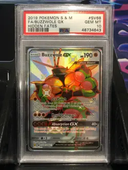 PSA 10 GEM MT - BUZZWOLE GX Card SV68/SV94 Pokemon TCG Hidden Fates Shiny Vault - Image 1