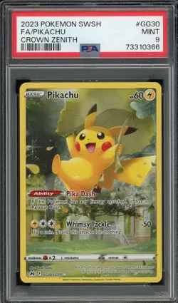 2023 PSA 9 Pokemon SWSH Crown Zenith Full Art Pikachu GG30/GG70 Card Mint - Image 1