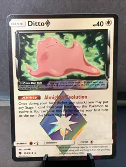 Pokemon TCG Ditto Prism Star 154/214 Holo Rare Lost Thunder NM/M Card - Image 1