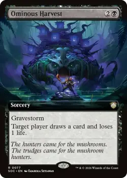 x1 Ominous Harvest - Extended Art R MTG Commander: Secrets of Strixhaven M/NM, E - Image 1