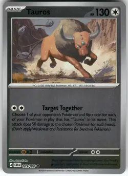 Tauros 069/086 Uncommon Chaos Rising Pokemon Reverse Holo Near Mint - Image 1