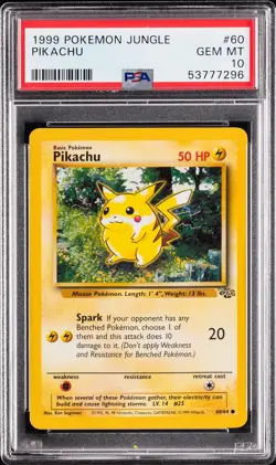 1999 POKEMON JUNGLE #60 PIKACHU PSA 10 - Image 1
