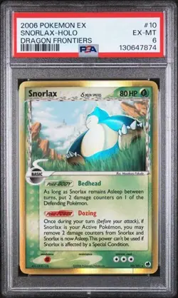 Pokemon Snorlax EX Dragon Frontiers Holo Rare #10 PSA 6 - Image 1