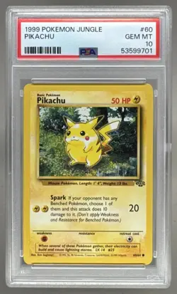 1999 Pokemon Jungle Pikachu 60/64 English Regular Unlimited PSA 10 Gem Mint - Image 1
